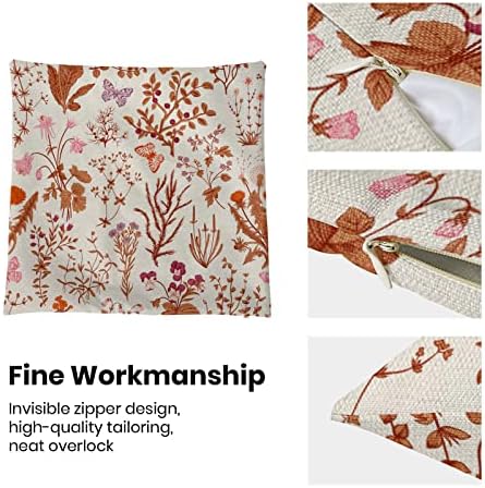 AEIOAE Fall Pillow Covers 18x18 Inch Set of 2, Burnt Orange Wild Flower Plant - Image 6