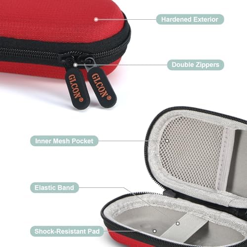 Red Mini Hard Shell Carrying Case, Kardia EKG Earbuds Travel Pouch - Image 4