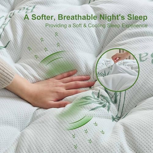 Whatsbedding Memory Foam Mattress Topper 4 Inch Deep Pocket Bamboo-Viscose - Image 4