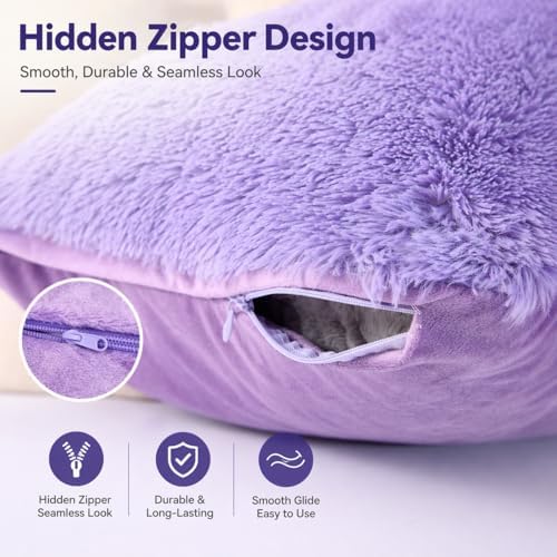 REAFORT Long Hair Faux Fur Body Pillow Cover 21"x54", Hidden Zipper - Image 7