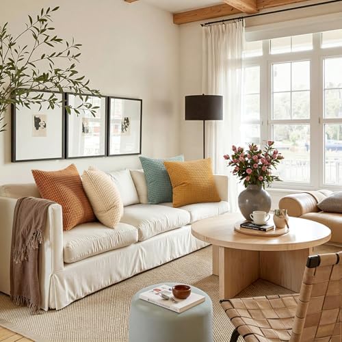 MIULEE Boho Euro Decorative Pillow Covers 24x24 Inch Set of 4 Orange/Teal - Image 5