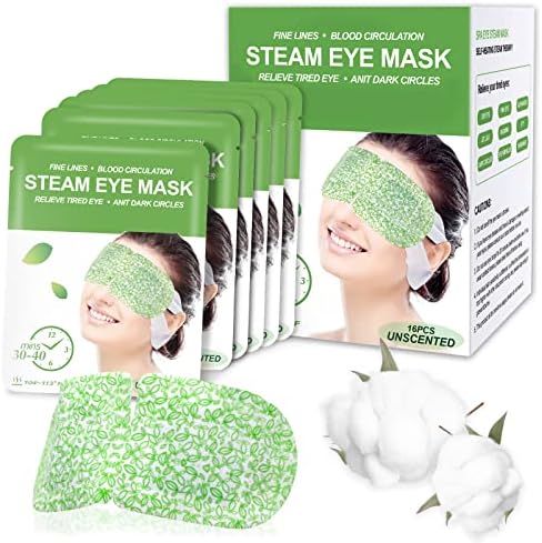 16 Packs Steam Eye Masks for Dry Eyes, Self Heating Warm Compress Unscented by ProCIV