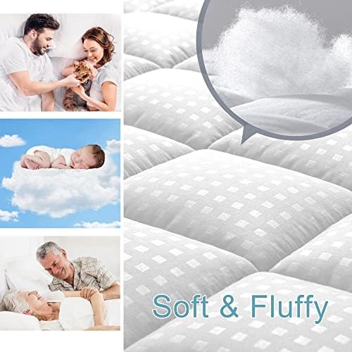 HYLEORY Full Mattress Pad Quilted Fitted Mattress Protector Cooling Pillow Top - Image 3