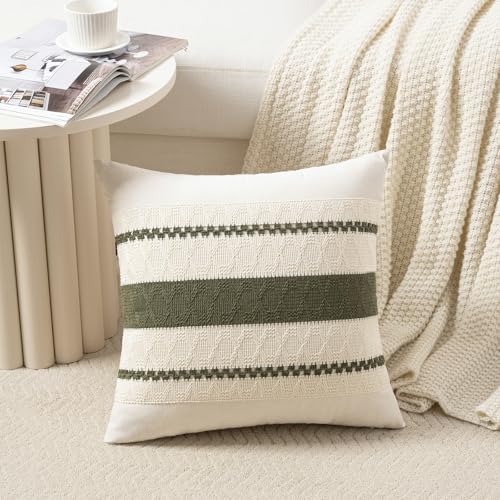 Fancy Homi Set of 2 Boho Olive Green Euro Decorative Throw Pillow Cover 26x26 - Image 2