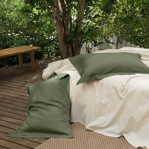 CHUFFED 100% Cotton Waffle Weave Pillowcases 2 Pack Standard Size, 20x26 Inches - Image 7