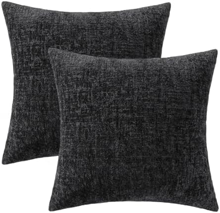 MIULEE Couch Pillow Covers Textured Chenille Home Decor 24x24 Black - Image 7