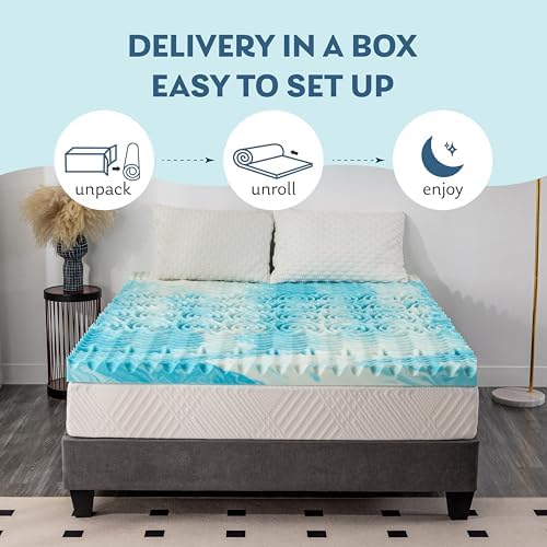 MLILY 2 Inch Cal King 5-Zone Gel Memory Foam Egg Crate Mattress Topper - Image 6