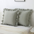 Gingham Ruffled Throw Pillow Covers 24x24 Inch Sage Green 2 Pack by Jilboo