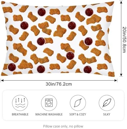 Chicken Nuggets Print Throw Pillow Cases Queen Size Set of 2, Chicken Nugget - Image 2
