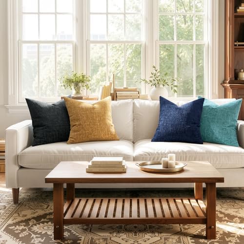 MIULEE Fall Couch Pillow Covers Textured Chenille 20x20 Mustard Yellow - Image 6