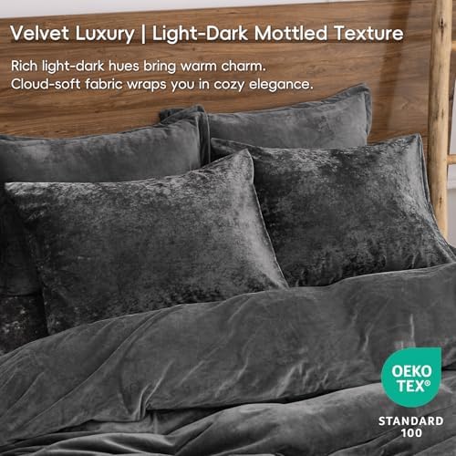PHF Truly Velvet Pillowcases Standard Size 20" x 26", Dark Grey, No Insert - Image 2