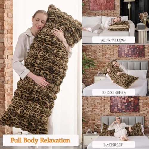 Fluffy Leopard Print Body Pillow Cover, Luxury Bubble Cheetah Print Plush Fuzzy - Image 3