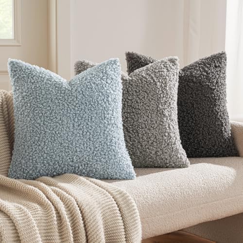 MIULEE Decorative Faux Fur Pillow Covers Sherpa 20x20 Dark Gray - Image 2