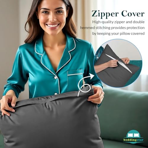 Body Pillow Cover 20x72 Dark Grey 100% Egyptian Cotton 600 Thread Count - Image 5