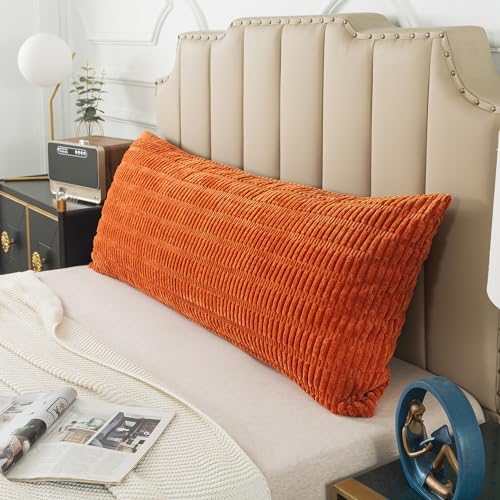 Pack of 1 Corduroy Soft Soild Body Pillow Covers Set Sofa Bedroom - Image 2