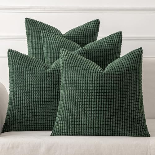 MIULEE Decorative Pillow Covers 18x18 Inch Set of 4 Christmas Dark Green by MIULEE