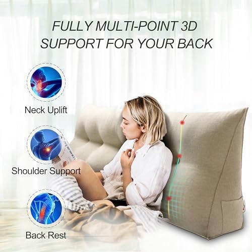 WOWMAX Bed Wedge Headboard Pillow Full Reading Pillow - Image 2