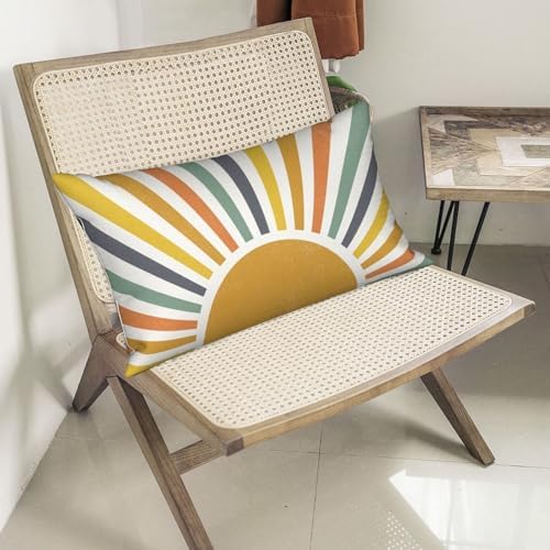 Boho Pillow Covers 12x20 Set of 2 Stripes Colorful Yellow Sunshine Decorative - Image 5