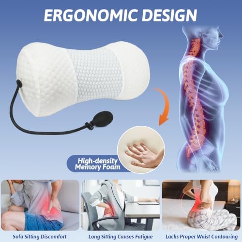 Wdmiya Lumbar Support Pillow for Bed, Adjustable Height 2"-5" Inflatable - Image 4