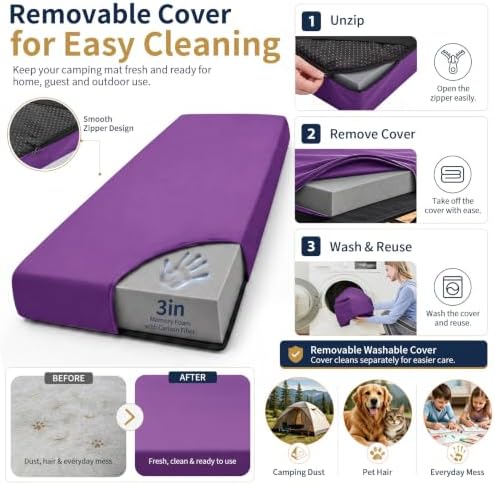 CYMULA Memory Foam Camping Mattress Pad, Sleeping Pad - Image 7