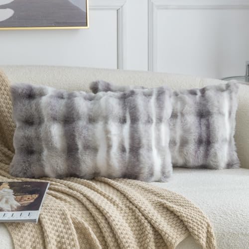 MADIZZ Pack of 2 Thick Plush Faux Wool Throw Pillow Covers Soft Boho Throw by Madizz