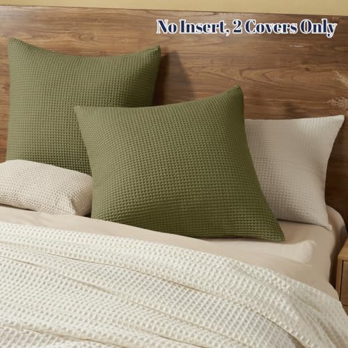 PHF Cotton Waffle Throw Pillow Covers 24" x 24", Dark Oil, No Insert - Image 6