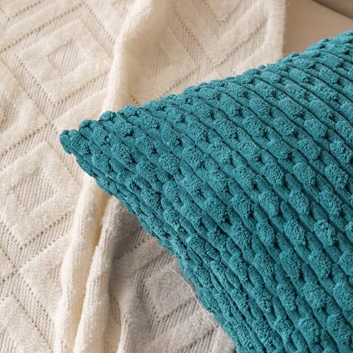 Set of 4 Teal Decorative Throw Pillow Covers 20x20 Inch Corduroy Pillow Covers - Image 7