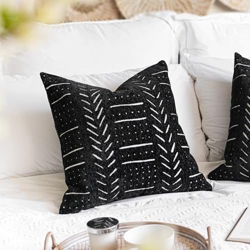 BlissBlush Black Decorative Throw Pillow Covers 22X22, Boho Farmhouse Cushion - Image 4