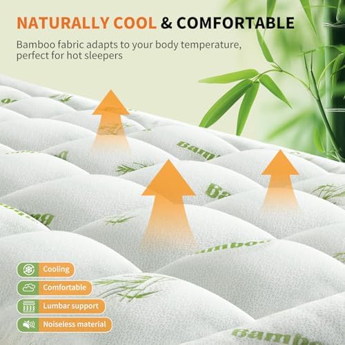 Sweetcrispy King Cooling Bamboo Mattress Topper - Image 4