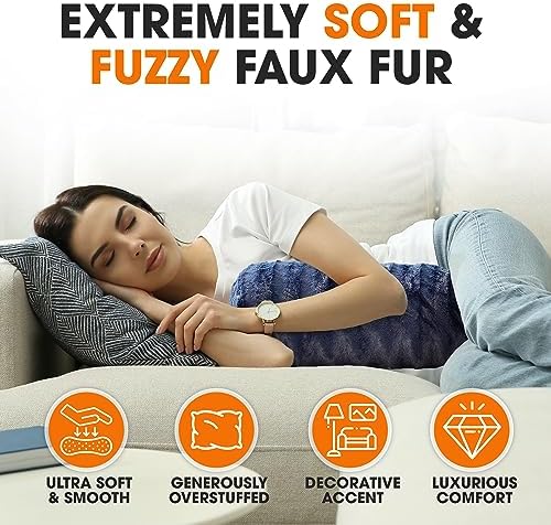 Cheer Collection Faux Fur Bolster Pillows – Soft Decorative Cylinder Pillows - Image 4