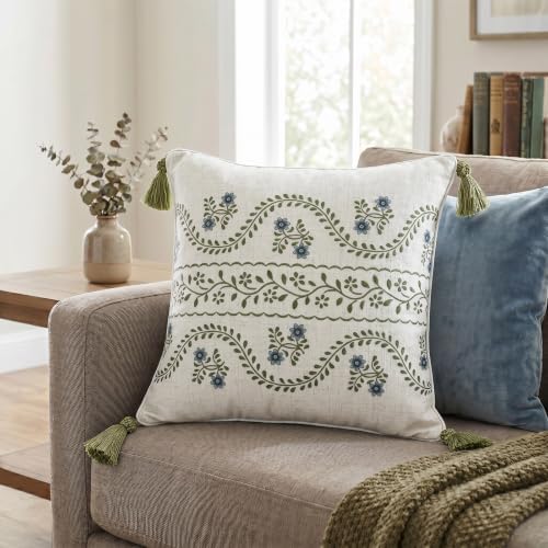 ISAENNE Designer Vintage Linen Throw Pillow Cover - Image 2