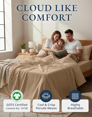 LANE LINEN Twin XL Bed Sheets 100% Organic Cotton Percale Cooling - Image 2