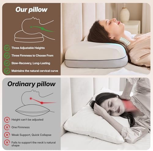 Cervical Neck Pillow, Adjustable Memory Foam - Image 3
