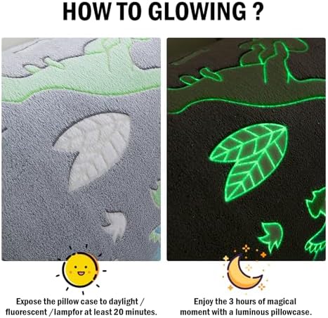 HOMBYS Glow in The Dark Body Pillow Cover, Soft Velvet Fluffy Bed Pillow Case - Image 4