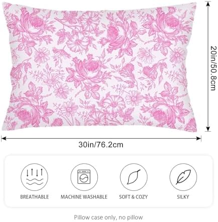 Pink and White Porcelain Floral Throw Pillow Cases Queen Size Set of 2 - Image 2