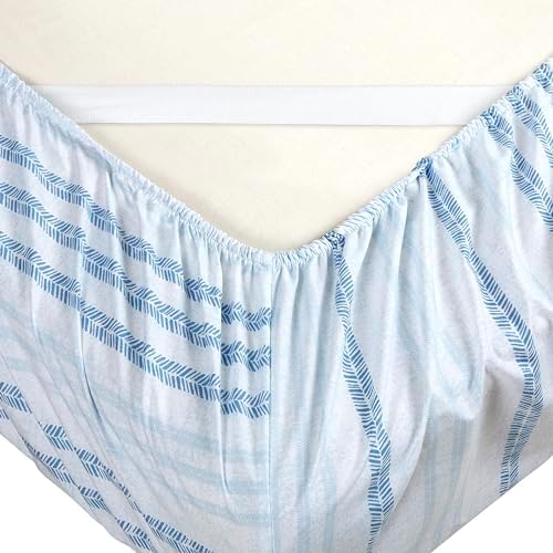 Elegant Comfort 6-Piece Sheet Set Deep Pocket Stripe, Twin XL, Traci Aqua - Image 4
