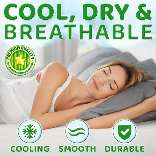 Bamboo Pillowcase, Cooling Pillow Cases, King Size, Dark Gray - Image 3