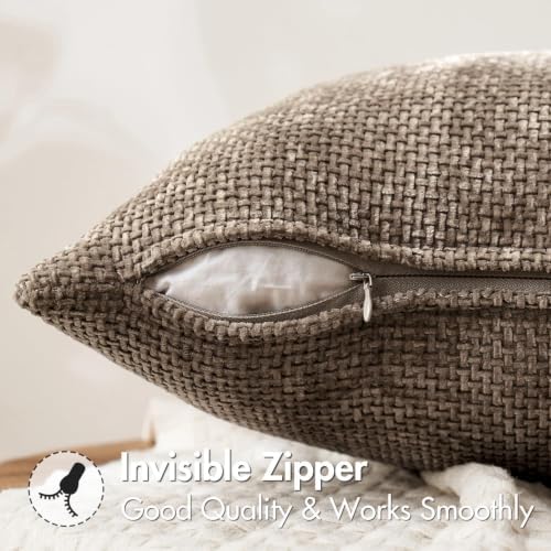 MIULEE Decorative Brown Euro Sham Pillow Covers 26x26 Inch 2 Pack - Image 5