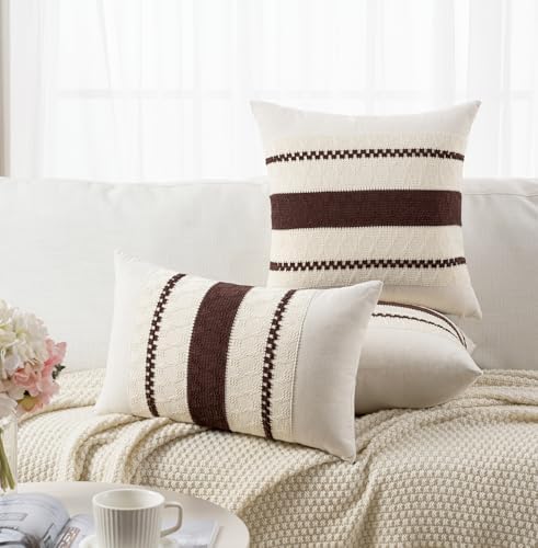 Fancy Homi Set of 2 Boho Brown Decorative Throw Pillow Cover 20x20 Inch - Image 5