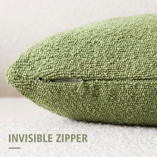 Foindtower Decorative Textured Boucle Throw Pillow Covers 26x26 Leaf Green - Image 2