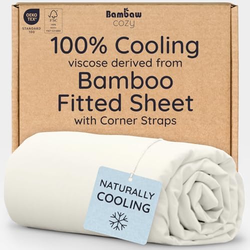 Bambaw 100% Viscose Derived from Bamboo Fitted Sheet Queen Size, 16’’ Deep by Bambaw