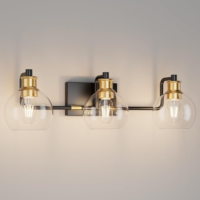 Tipace Black & Gold Vintage Bathroom Vanity Light Fixtures Over Mirror Glass by Tipace