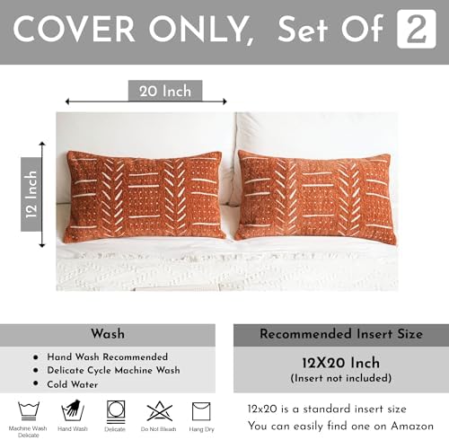 BlissBlush Decorative Lumbar Throw Pillow Covers 12X20 Set of 2, Brick Red Rust - Image 2