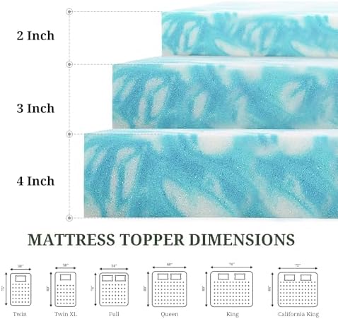 2 Inch Twin Mattress Topper, Ventilated Gel Memory Foam Mattress Bed Pad - Image 6