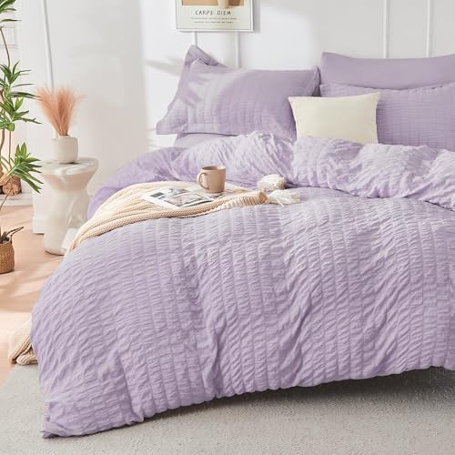 HYMOKEGE Lavender Queen Comforter Set Seersucker 7 Pieces, All Season Luxury - Image 2