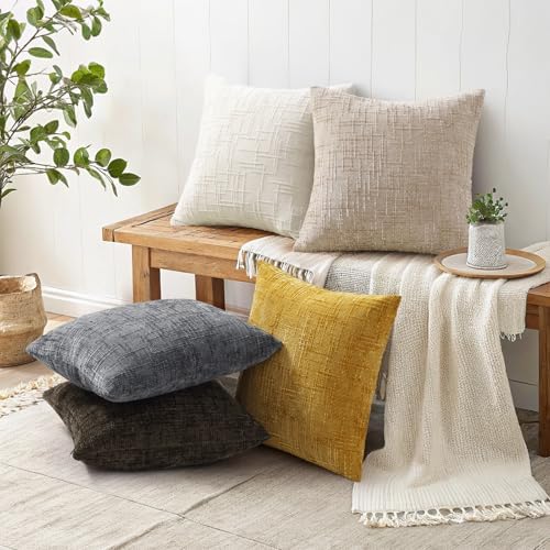 decorUhome Textured Chenille Throw Pillow Covers 16x16 Set of 2 Dark Brown - Image 6