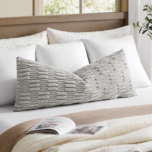 Kevin Textile 14x36 Inch Long Lumbar Pillow Cover 1 Pack Soft Plush Stripe by KevinTextile