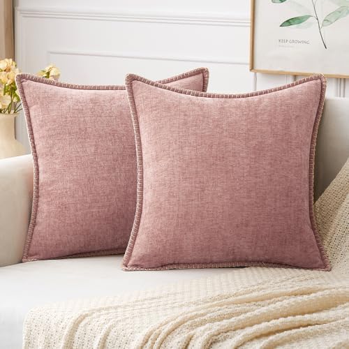 MIULEE Decorative Couch Throw Pillow Covers 18x18 Inch Blush Pink 2 Pack by MIULEE