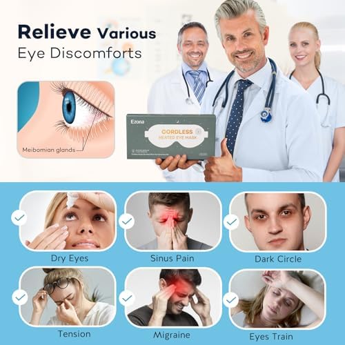 Ezona Heated Eye Mask, Cotton Cordless Warm Eye Compress Mask - Image 2