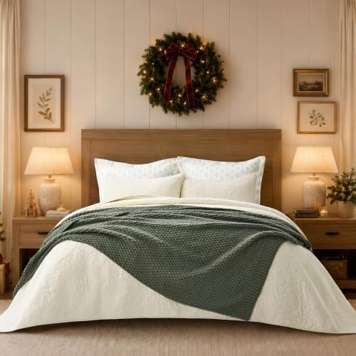 EVERGRACEHOME Chunky Chenille Knit Throw Blanket, 50 x 60, Pine Green - Image 2
